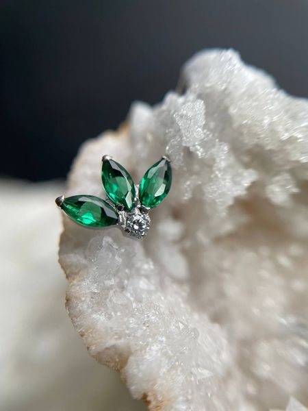 1.2 Кластер з маркізами 3к Fleur De Lys Emerald CZ QualiTi duhb123 фото