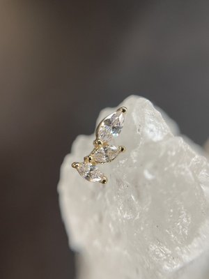 pin Золотий кластер 3к з маркізами Clear CZ 14k Yellow gold Norvoch nrvch-222-pin фото